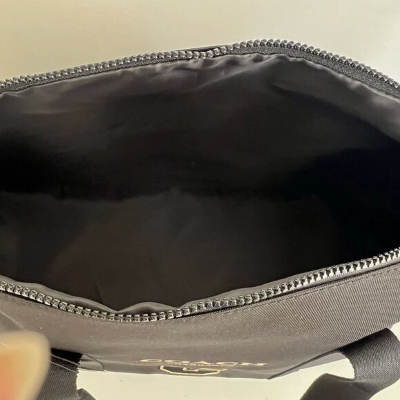 Coach Black Duffle Gold Colored "C" Adjustable Strap Travel Bag NEW - Picture 5 of 7